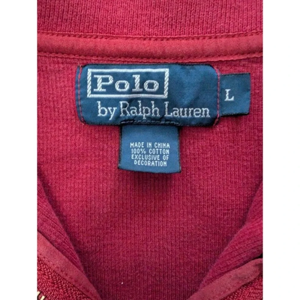 Polo Ralph Lauren French Ribbed 1/4‎ Zip Pullover Red Sweater Sz L Preppy Money